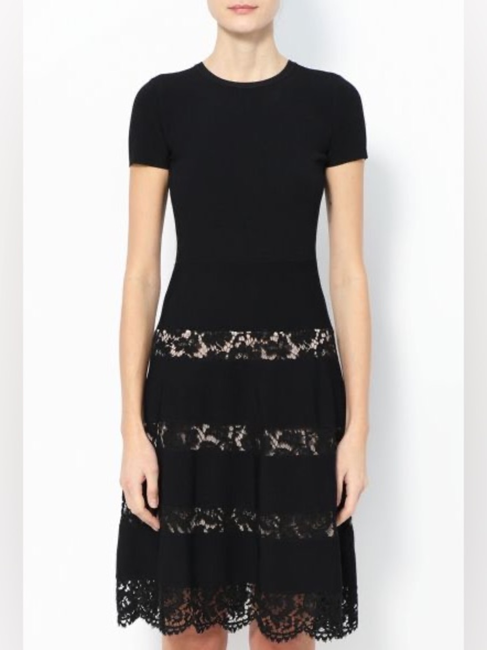 VALENTINO Fit and Flare Lace Trim Dress Size XS